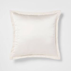 Open Box - Threshold - 24"x24" Luxe Euro Sateen with Velvet Tr Ivory/White